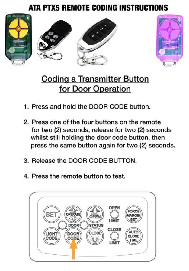 dominator ptx 5 trio code garage door remote